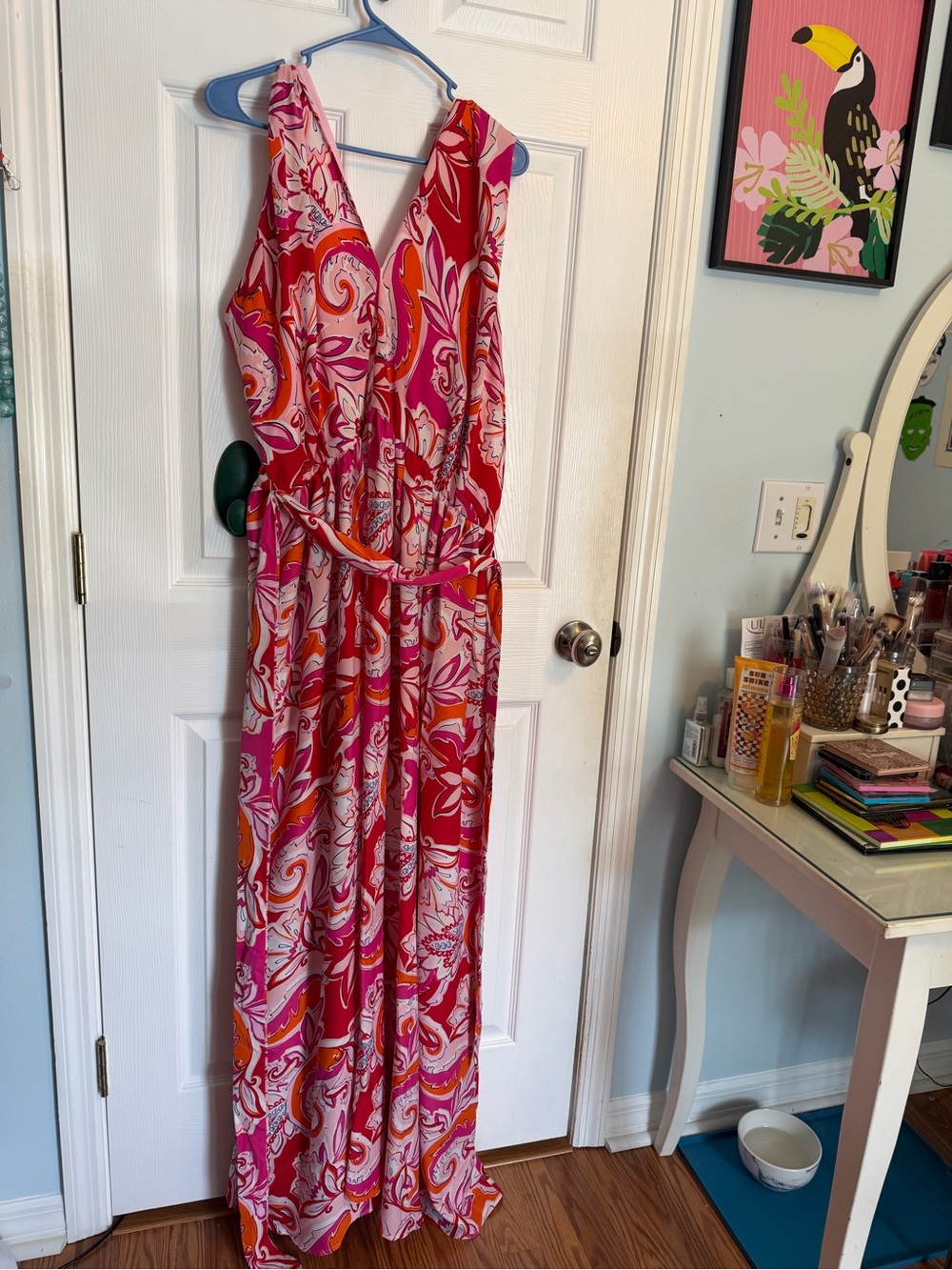 Vibrant Pink Unique Vintage Smak Parlour Paisley Maxi retro mod Dress